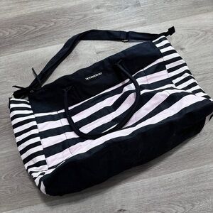 Victoria’s Secret Duffle Bag Pink Black Stripe Travel Dance weekender Overnight
